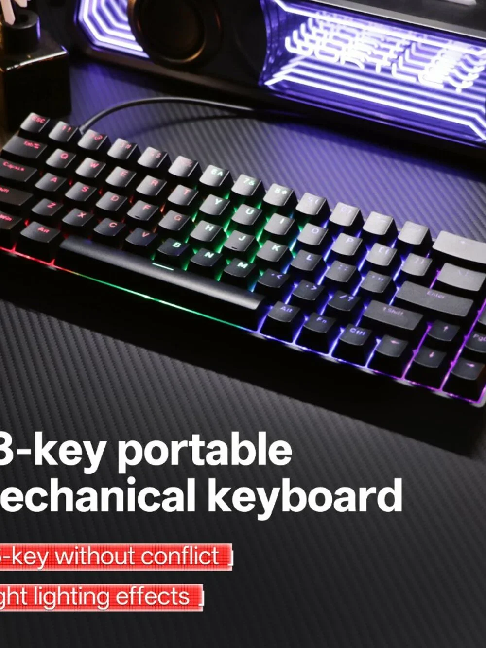 Kavlorn KL61 60% Mechanical Gaming Keyboard White RGB Backlit